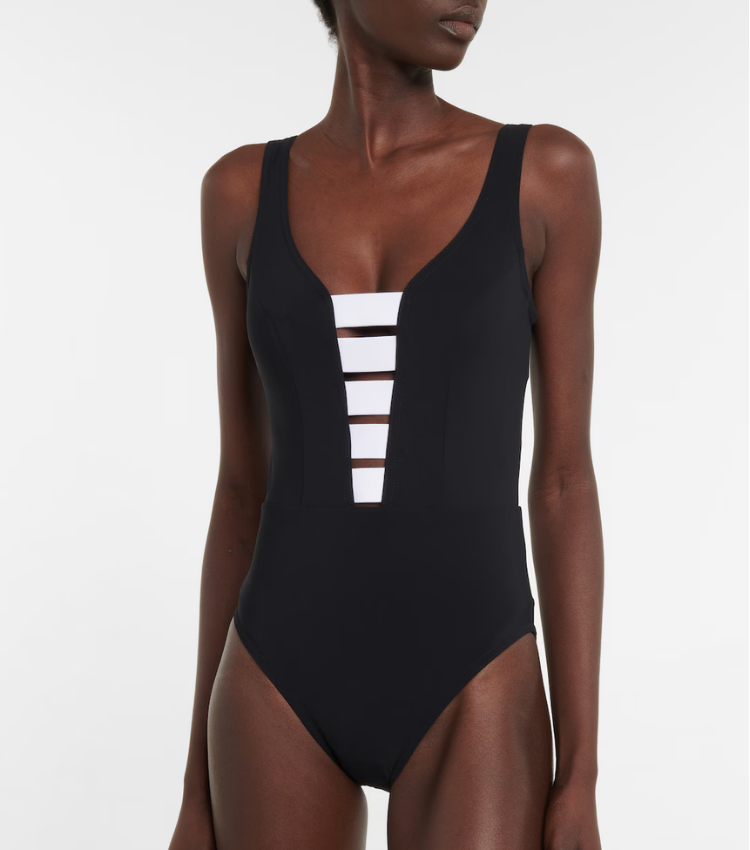 Plus Size Cutout Color Block One Piece Swimsuit and Skirt