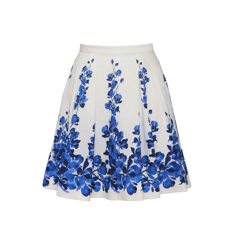 Plus Size Printed Long-sleeved One Piece Swimsuit and Skirt