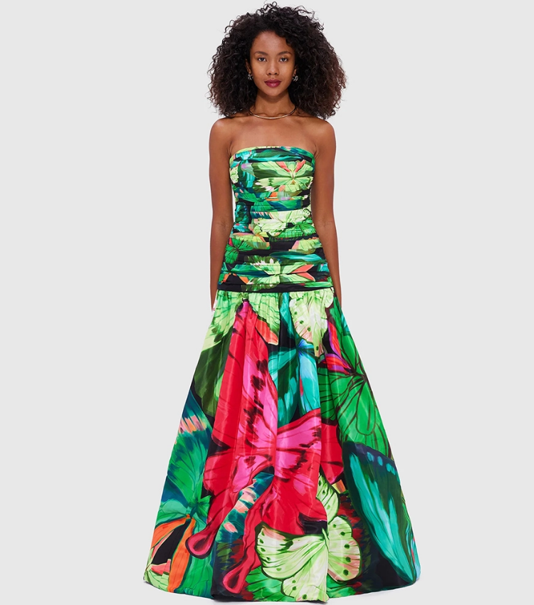 Plus Size Butterfly Printed One Piece Swimsuit and Skirt