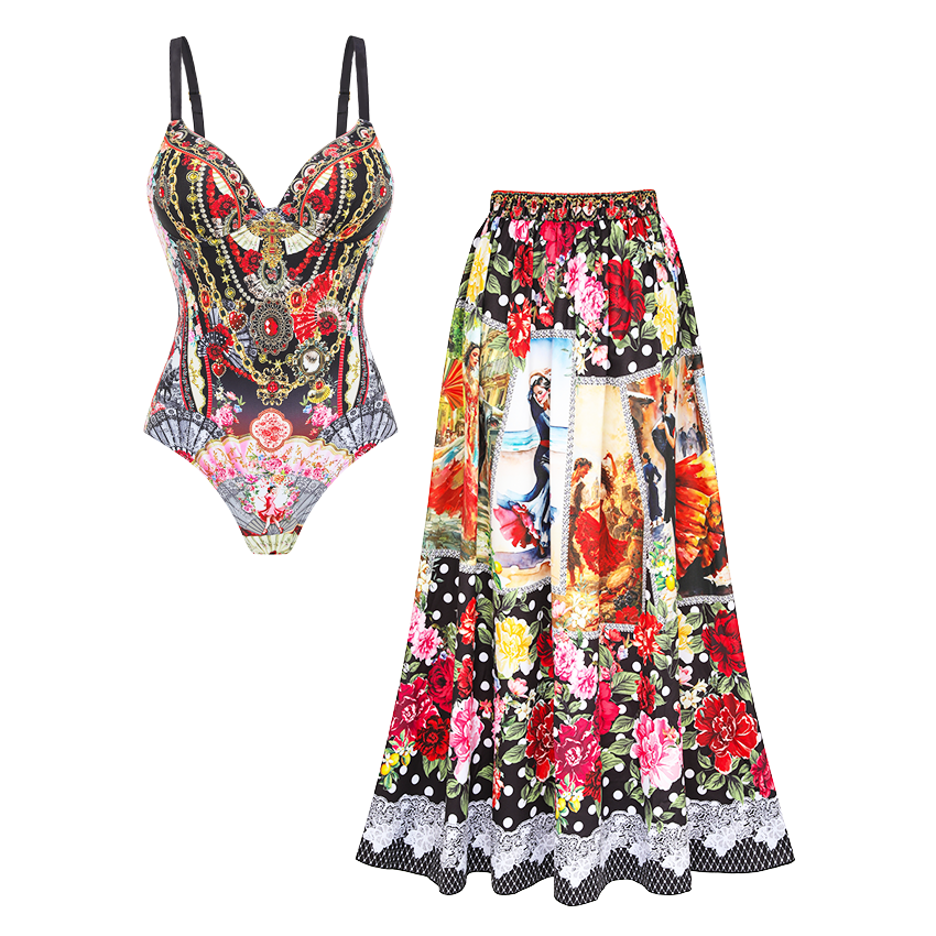 Underwire Chain Print Swimsuit Set(s)