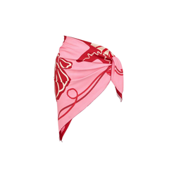 Pink Contrasting Color With Seashell Print Square Scarf