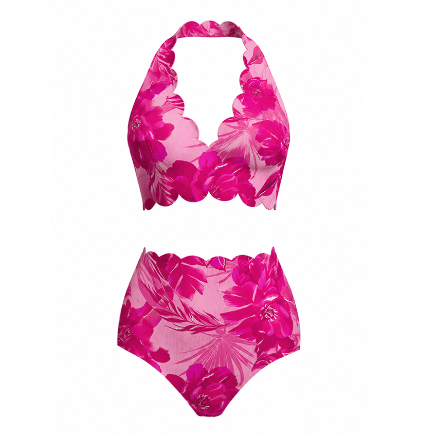 Halter Floral Print Bikini Swimsuit Set(s)