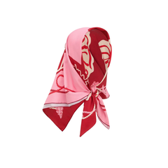 Pink Contrasting Color With Seashell Print Square Scarf
