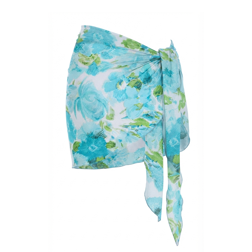 Adjustable Strap Abstract Blue Floral Swimsuit Set(s)