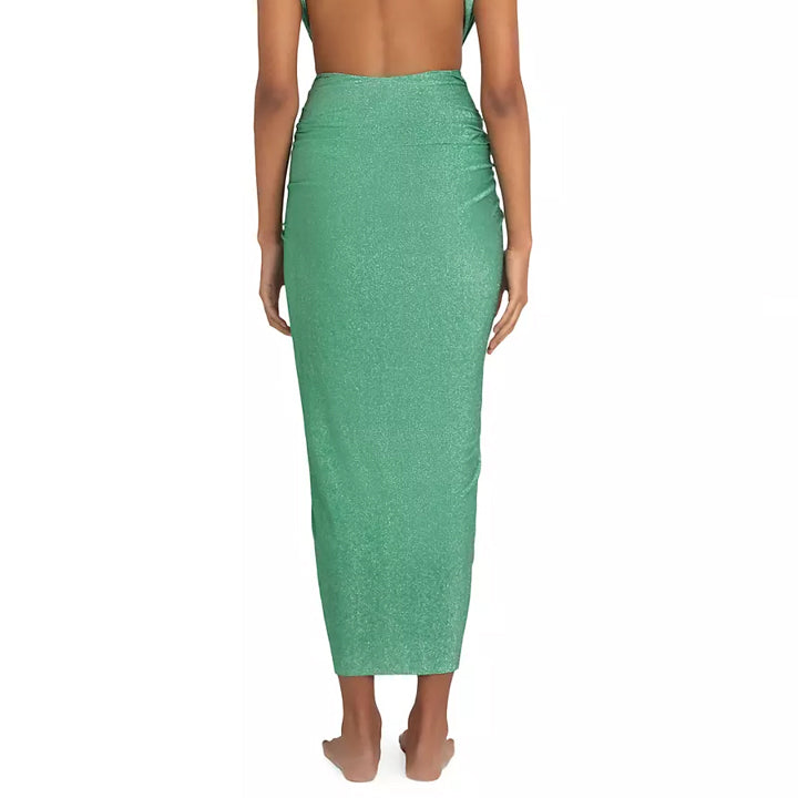 Glitter Texture Pleated Design One Piece Swimsuit and Skirt Flaxmaker