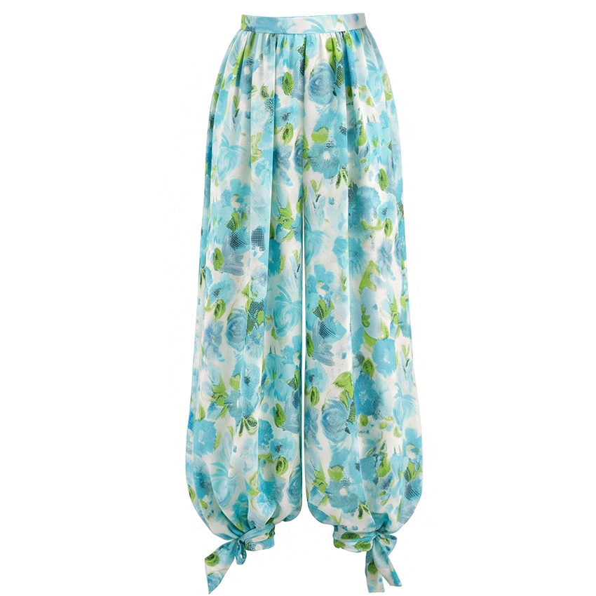 Adjustable Strap Abstract Blue Floral Swimsuit Set(s)