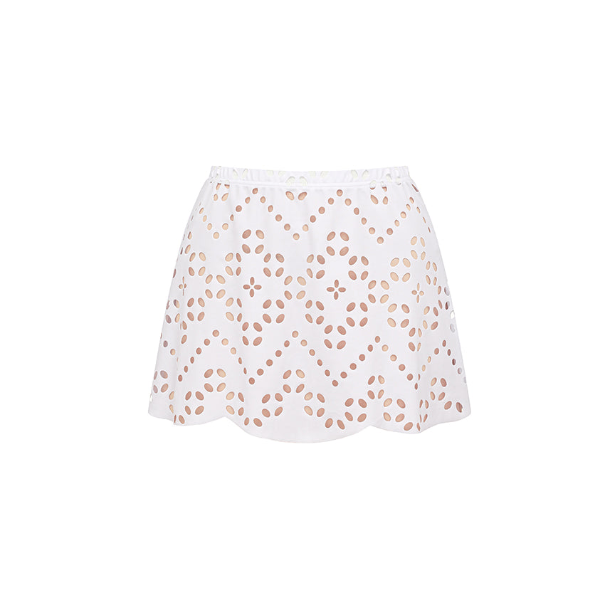 One Shoulder White Laser Cutting Flower Swimsuit Set(s)