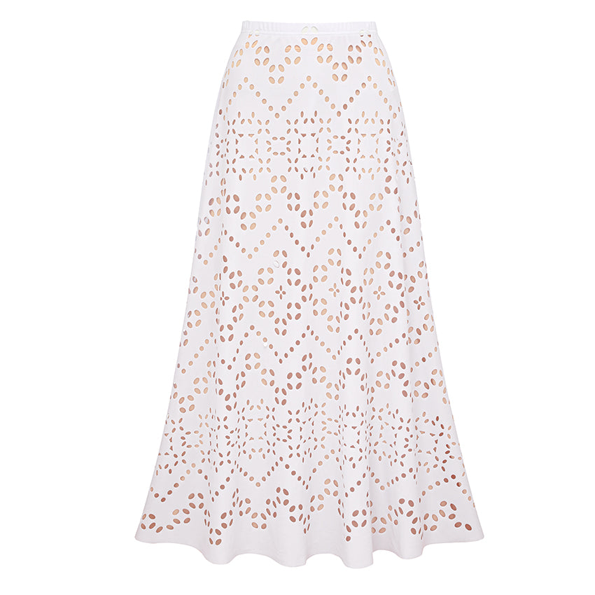 One Shoulder White Laser Cutting Flower Swimsuit Set(s)