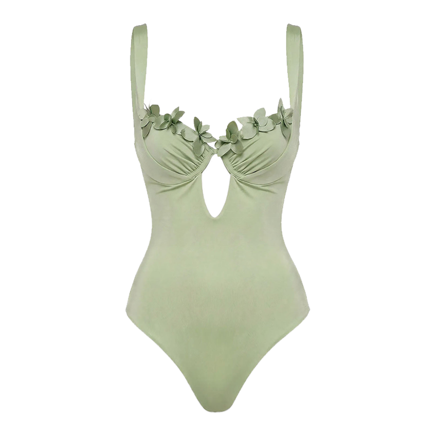 Pale Green 3D Flowers Swimsuit set(s)