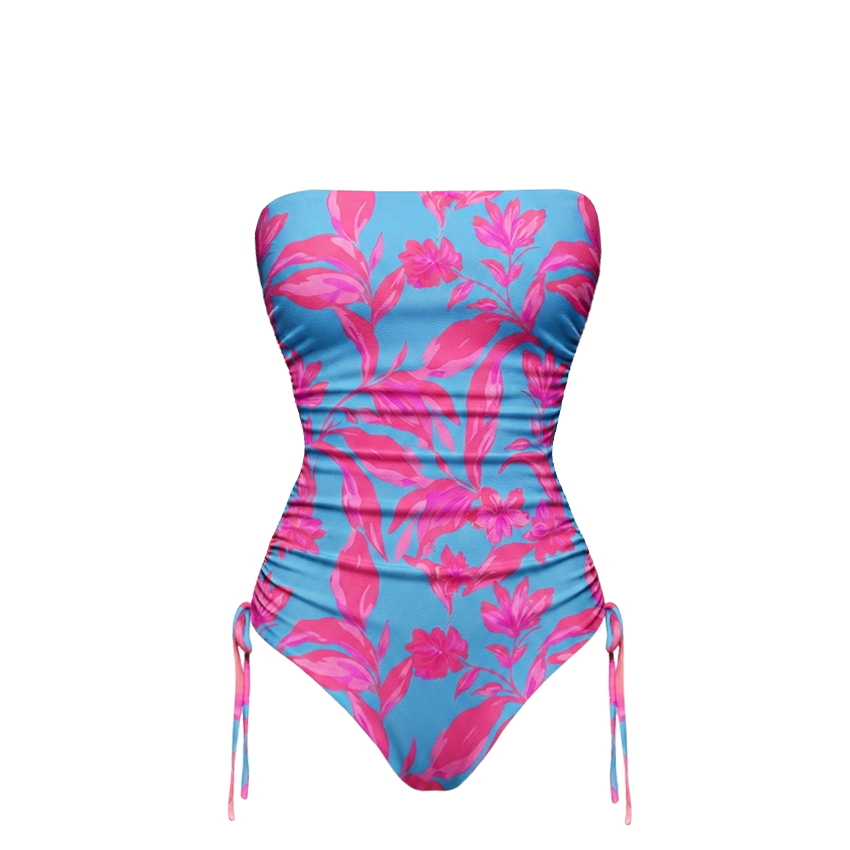 Detachable-Strap Miami Blossom Print Swimsuit Set(s)