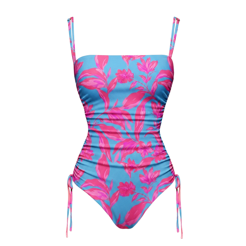 Detachable-Strap Miami Blossom Print Swimsuit Set(s)