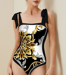 Reversible Tie-shoulder One Piece Swimsuit and Sarong Flaxmaker