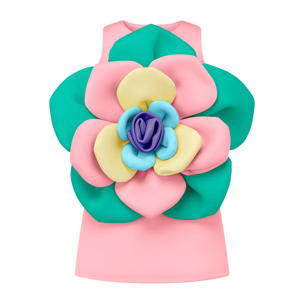 Mom&Me 3D Colorful Floral Sleeveless Dress