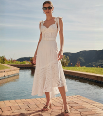 White Color Laser Cutting Flower Swimsuit Set(s)