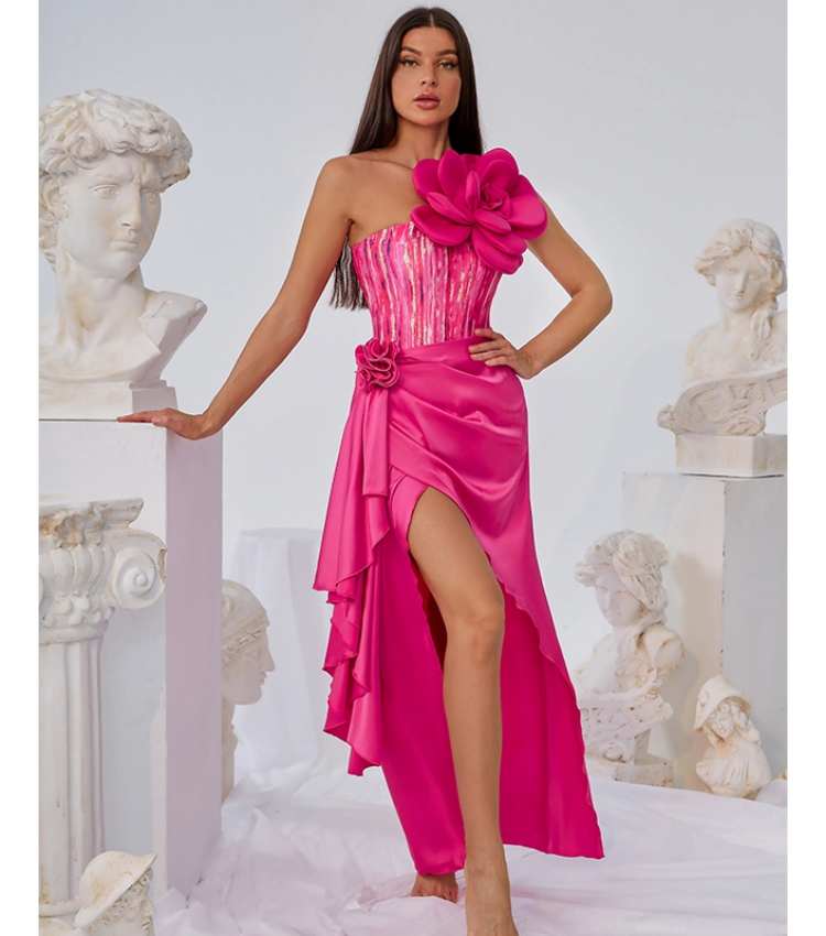 3D Flower Decor One Piece Swimsuit and Skirt Flaxmaker