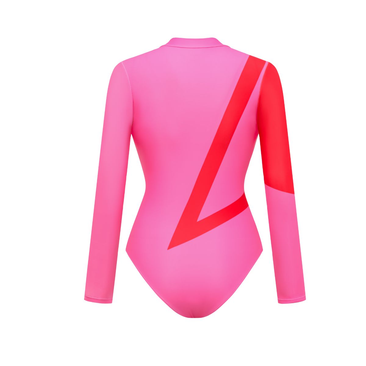 Plus Size Rash Guard Long Sleeve Zip Front Pink One Piece Surf Swimsuit and Sarong Flaxmaker