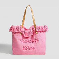 Canvas Tote Bag with Embroidered Lettering