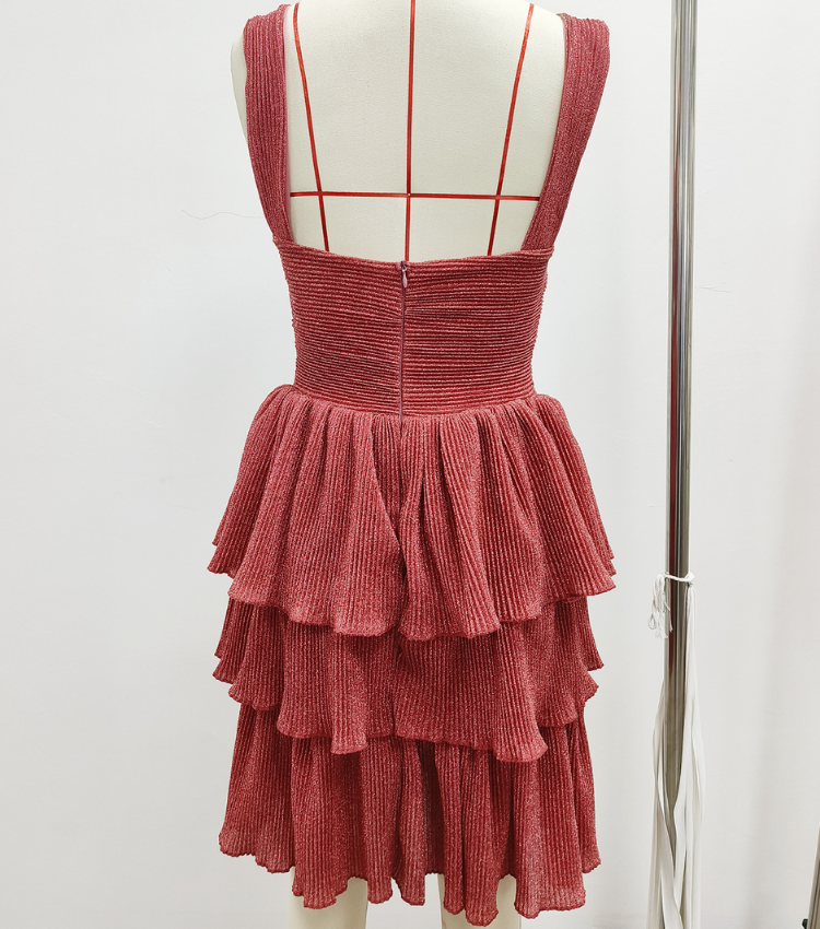 Sling Bandeau  Ruffle Cutout Mini Dress