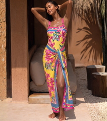 Orchid Print One Piece Swimsuit and Sarong