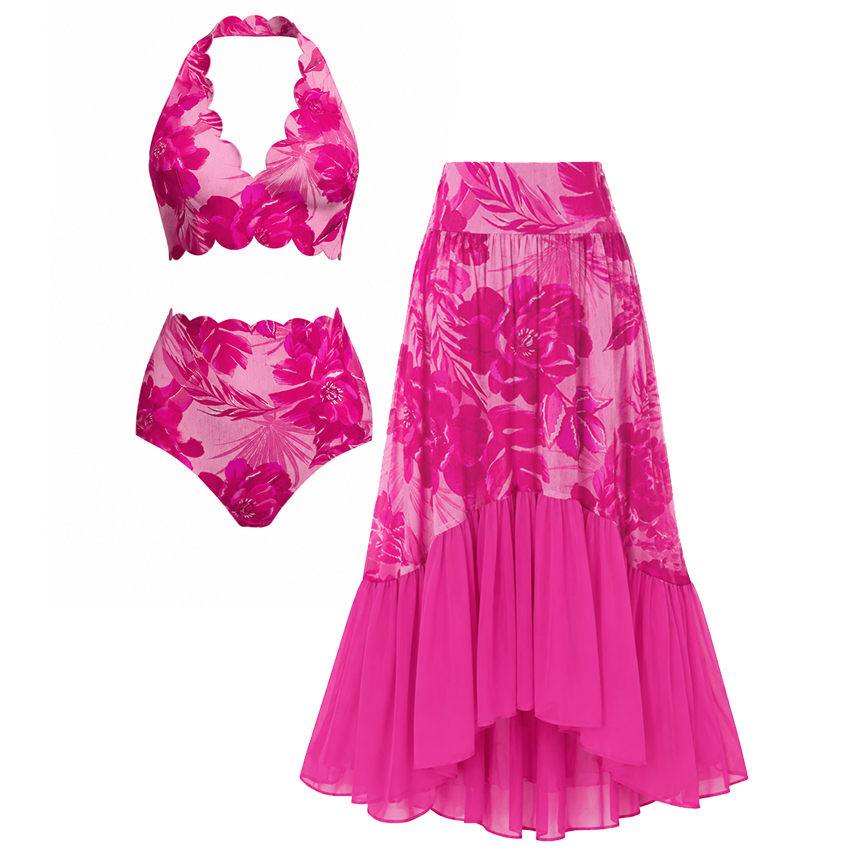 Halter Floral Print Bikini Swimsuit Set(s)
