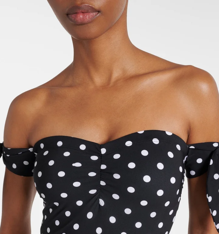 Plus Size Polka-Dot One Piece Swimsuit and Skirt