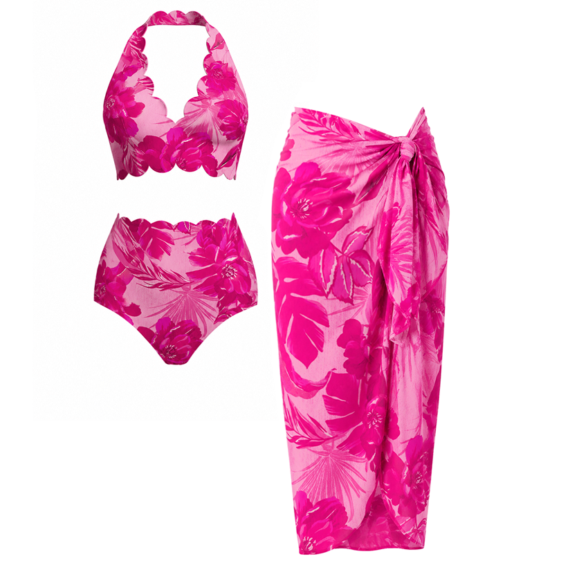 Halter Floral Print Bikini Swimsuit Set(s)