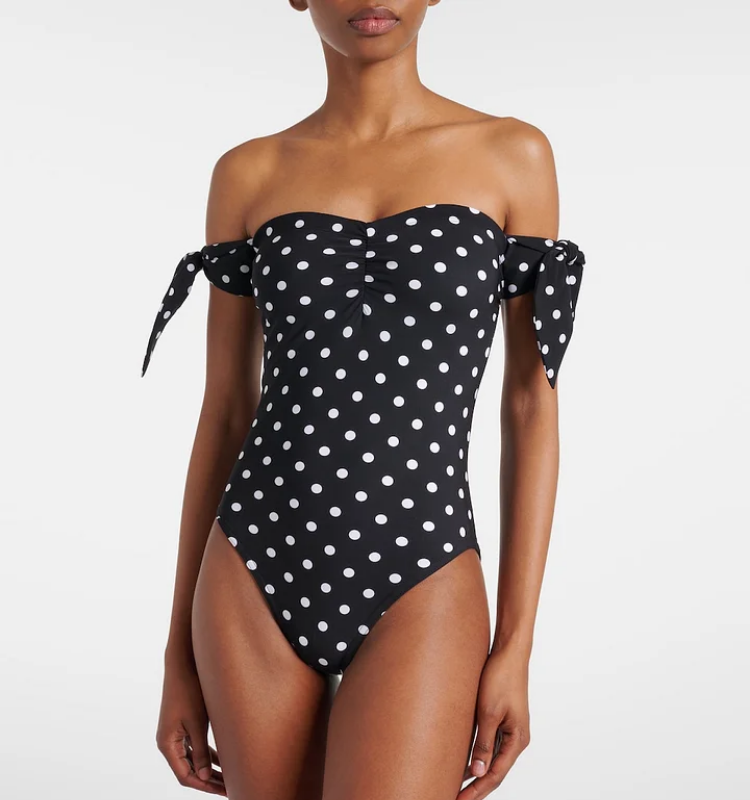 Plus Size Polka-Dot One Piece Swimsuit and Skirt