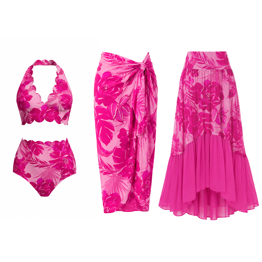 Halter Floral Print Bikini Swimsuit Set(s)