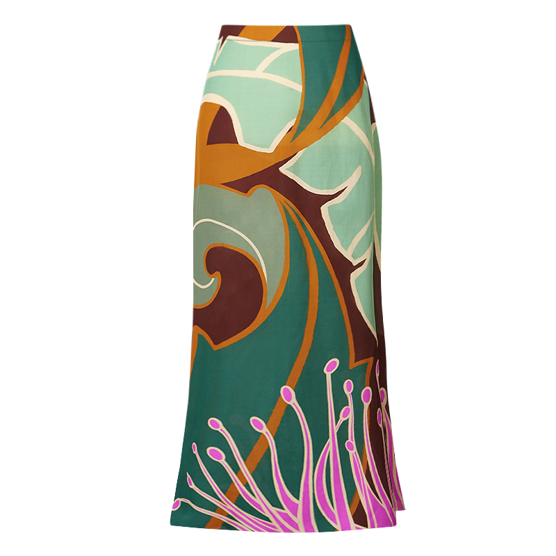 Plus Size Halter Printed One Piece Swimsuit and Skirt Flaxmaker