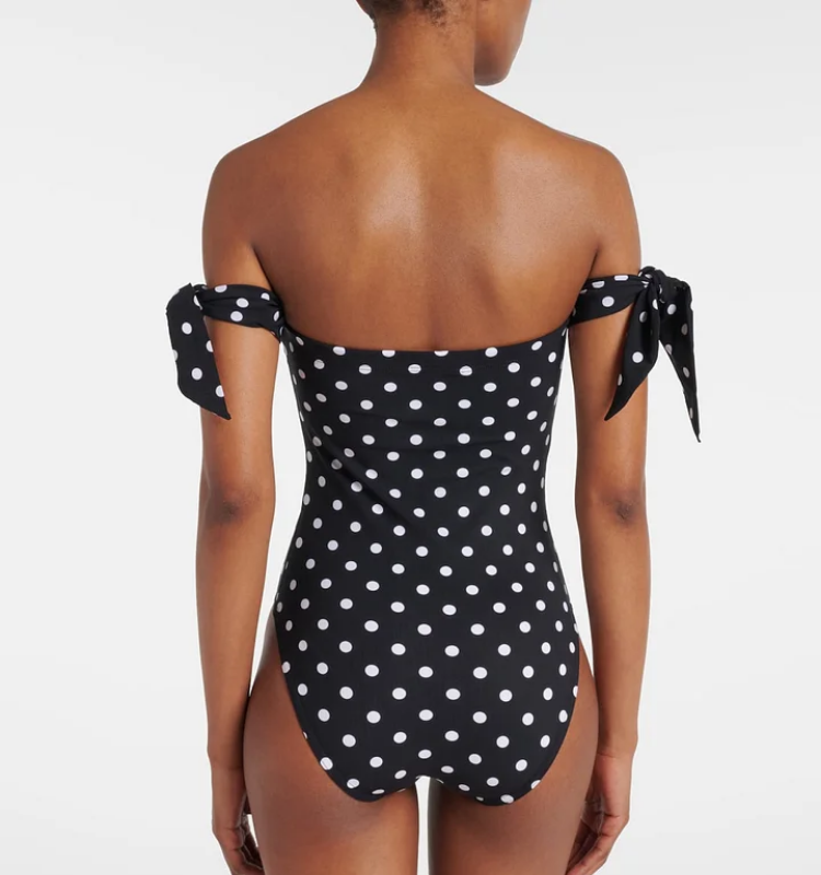 Plus Size Polka-Dot One Piece Swimsuit and Skirt