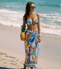 Halter-neck Reversible Landscape Print Swimsuit set(s)
