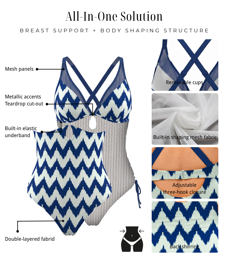 Plus Size V-neck Drawstring Shaping Effect Swimsuit set(s)