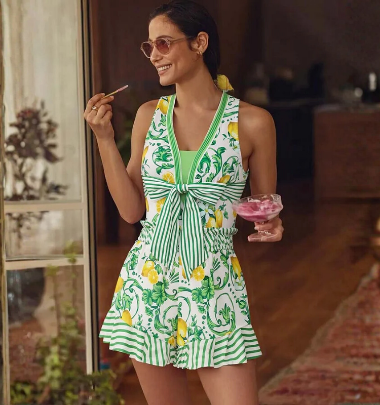 Plus Size Lemon One Piece Swimsuit and Skirt or Shorts