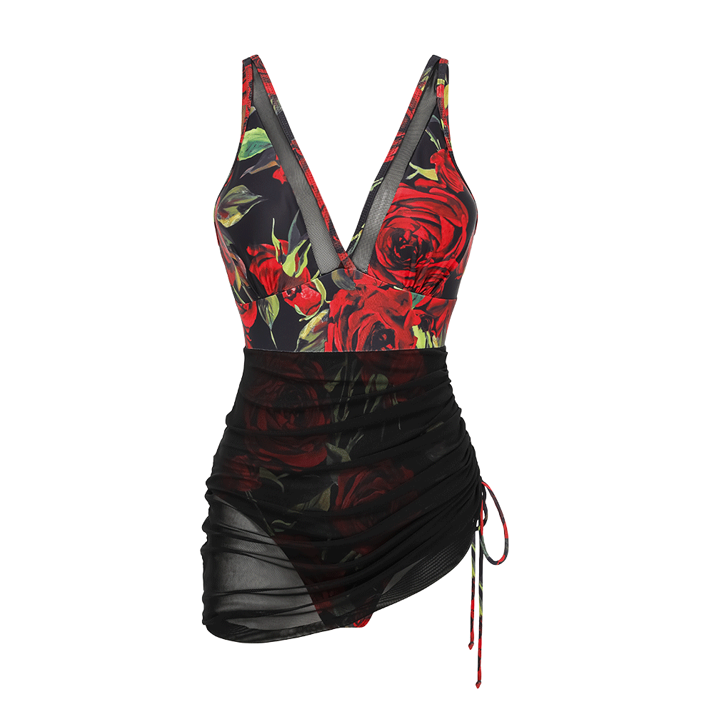 Plus Size Tommy Control Mesh Sheer Swimsuit Dress