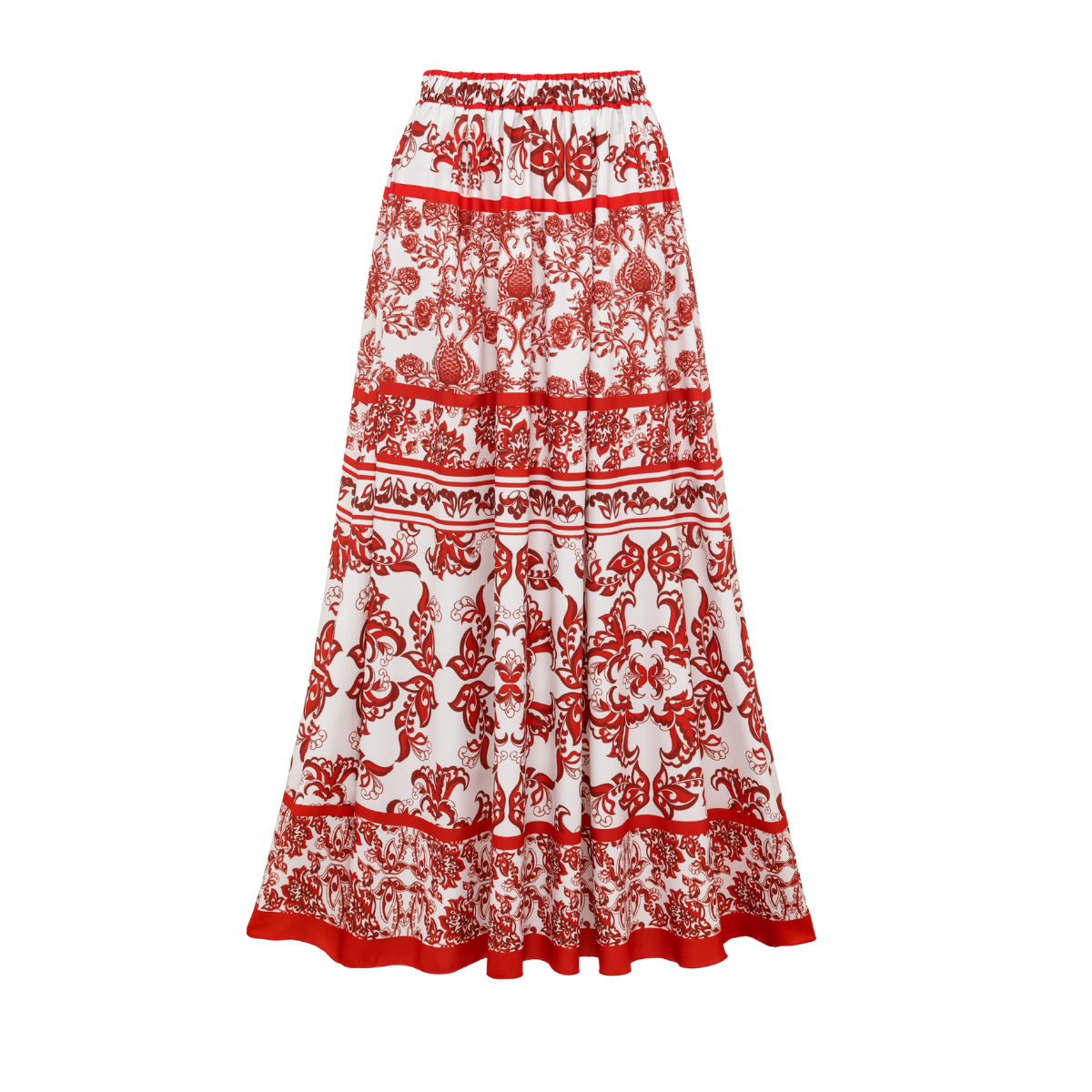 Plus Size Red Flower Totem Pattern Print Bikini and Skirt
