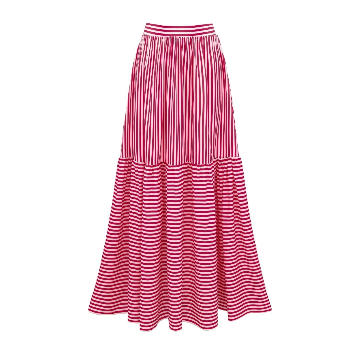 Plus Size Bandeau Striped Print One Piece Swimsuit and Skirt