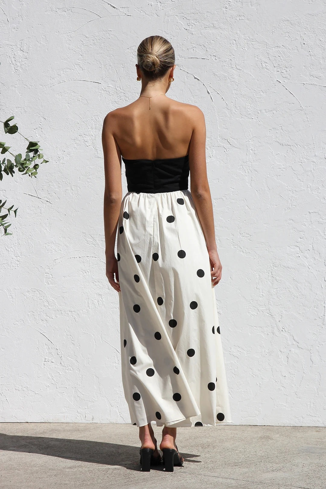 Bandeau Polka Dot Print Dress