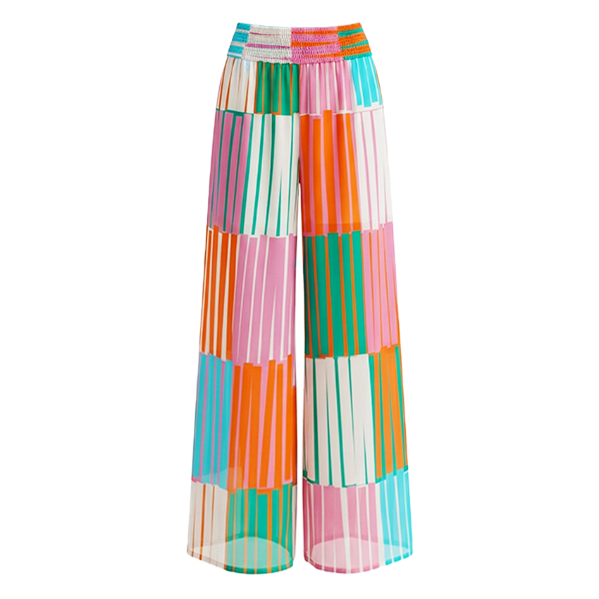 Strapless Colorful Striped Print Swimsuit Set(s)