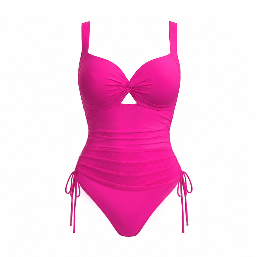 Hot Pink and Floral Printed Swimsuit Set(s)