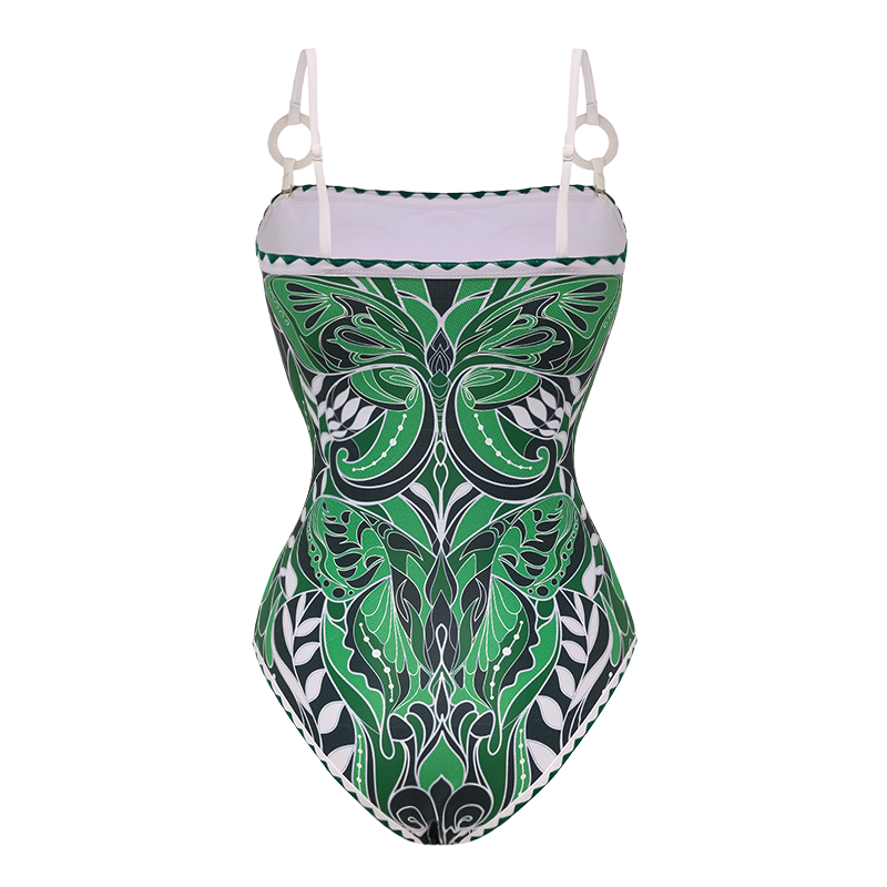 Butterfly Printed One Piece Swimsuit and Skirt Flaxmaker