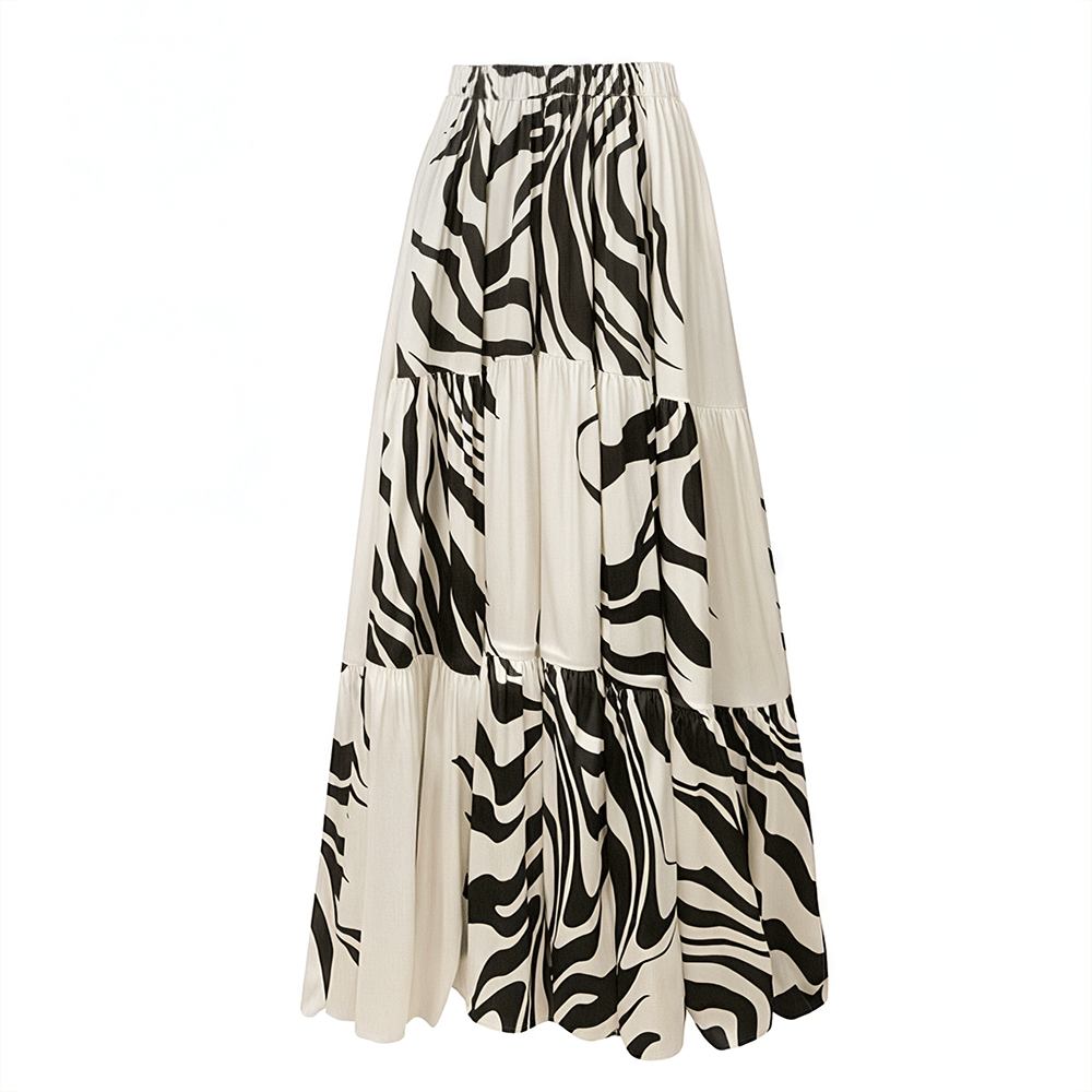 Plus Size V Neck Printed One Piece Swimsuit and Skirt Flaxmaker
