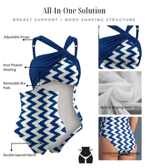 Plus Size Color Blocking Drawstring Shaping Effect Swimsuit set(s)