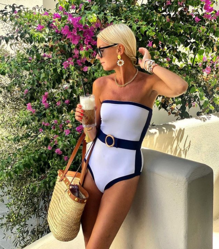 Plus Size Bandeau Color Block One Piece Swimsuit