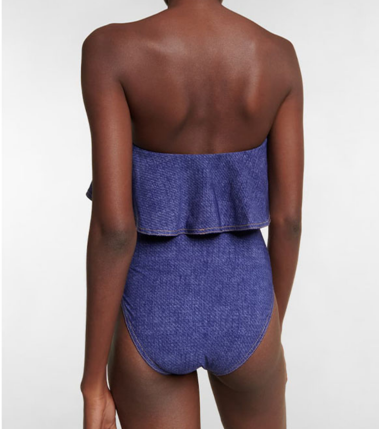 Ruffle Bandeau One Piece Swimsuit and Skirt Flaxmaker