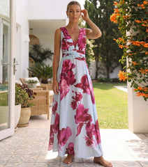 Abstract Floral Printed Two-piece Swimsuit and Skirt
