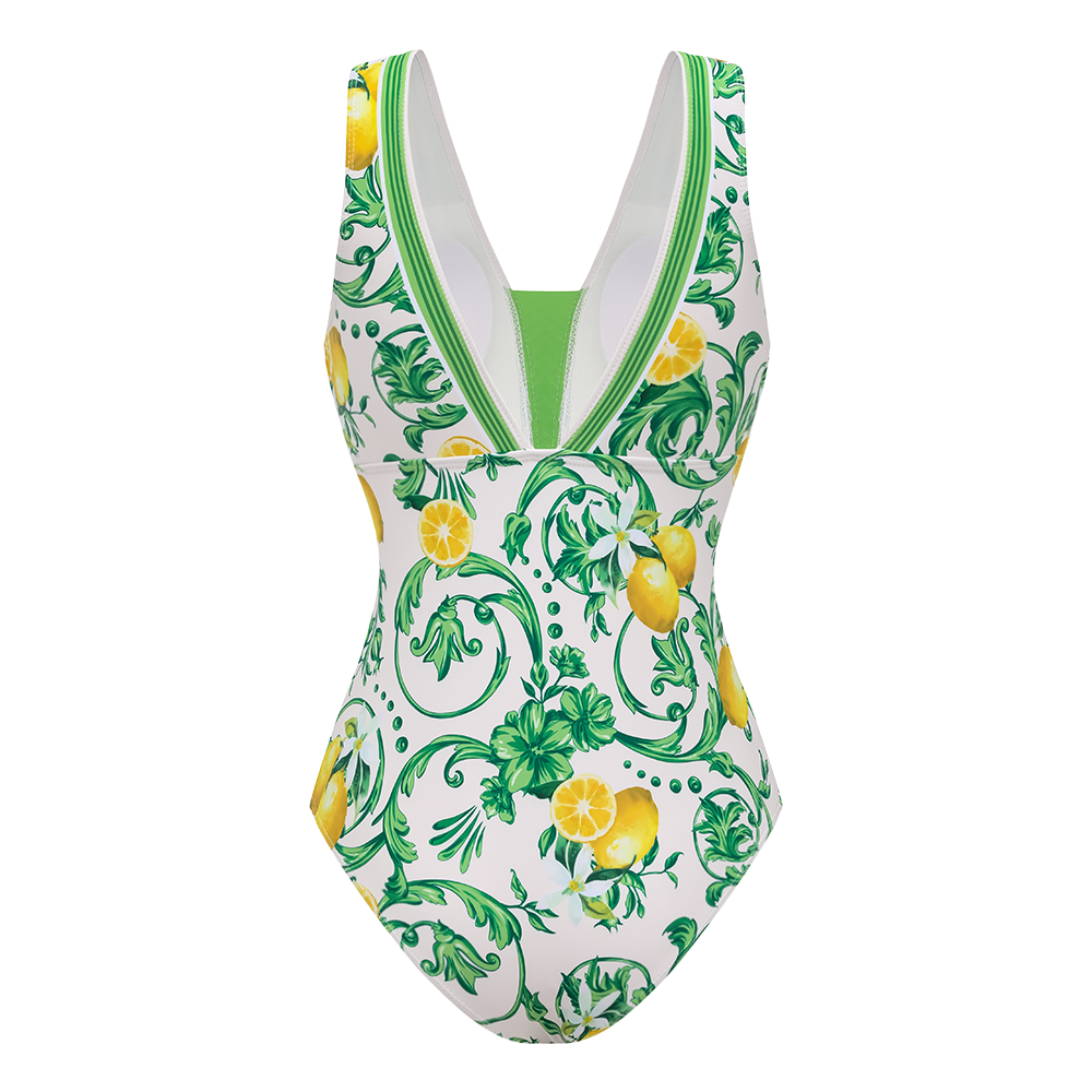 Plus Size Lemon One Piece Swimsuit and Skirt or Shorts