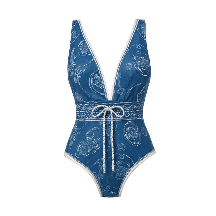 V Neck Printed Swimsuit Set(s)
