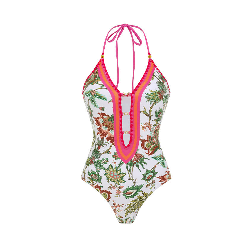 Halter Cutout Printed Swimsuit Set(s)