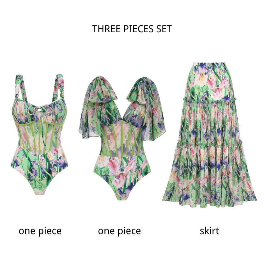 Iris Print Push-Up Swimsuit Set(s)