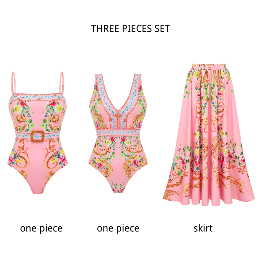 Strapless Baroque Floral Print Swimsuit set(s)